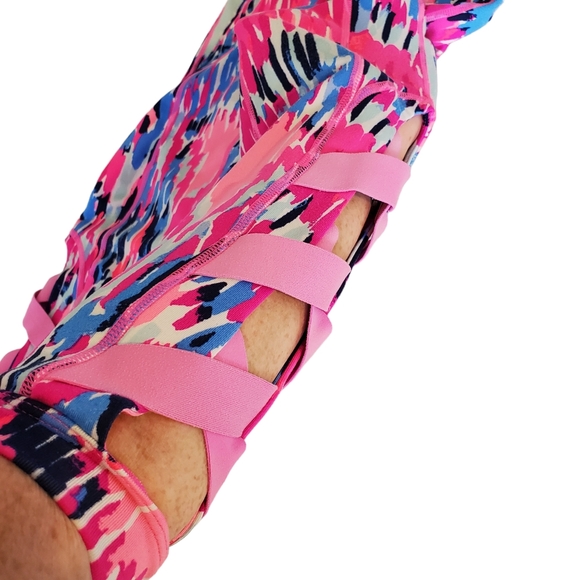 Lilly Pulitzer Caille Xsmall Legging Free Spirit Pink Criss Cross Banding‎ XS - Picture 5 of 16